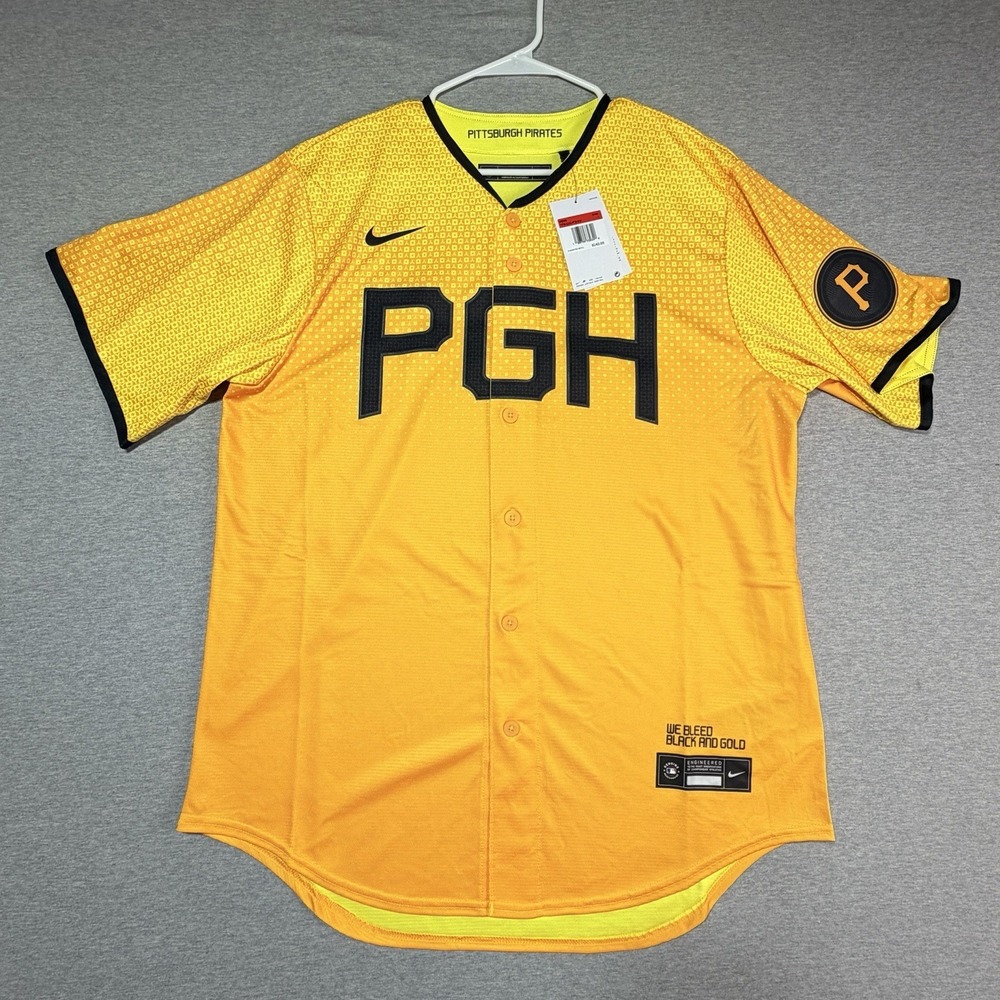 Nike Men's Pittsburgh Pirates City Connect Baseball Gold Jersey MLB - Size L NWT